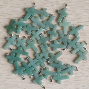 Green Cross Pendant Necklace 12PCS